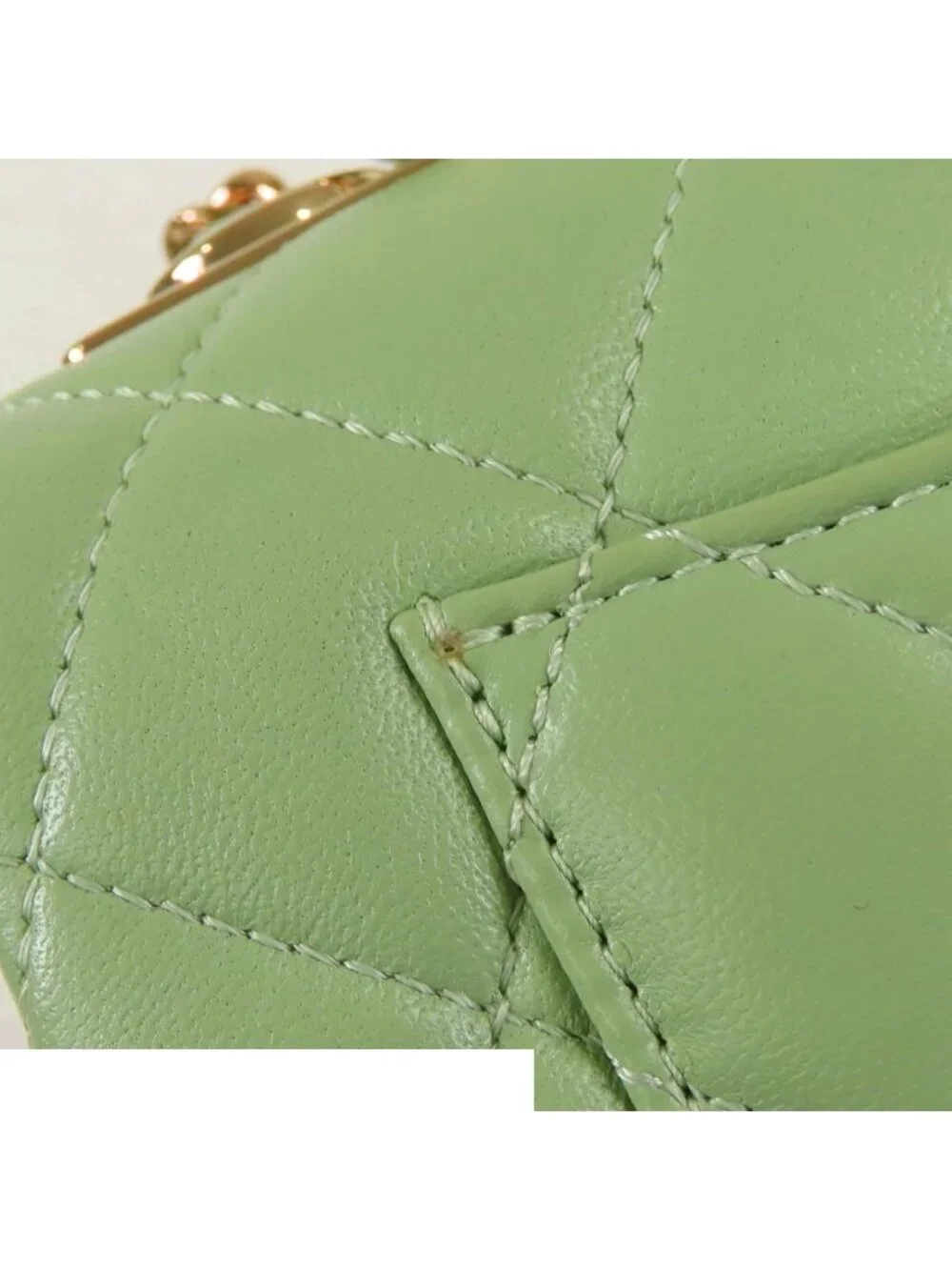 Chanel Top Handle Flap Bag Sage Green Gold Leather 2-Way